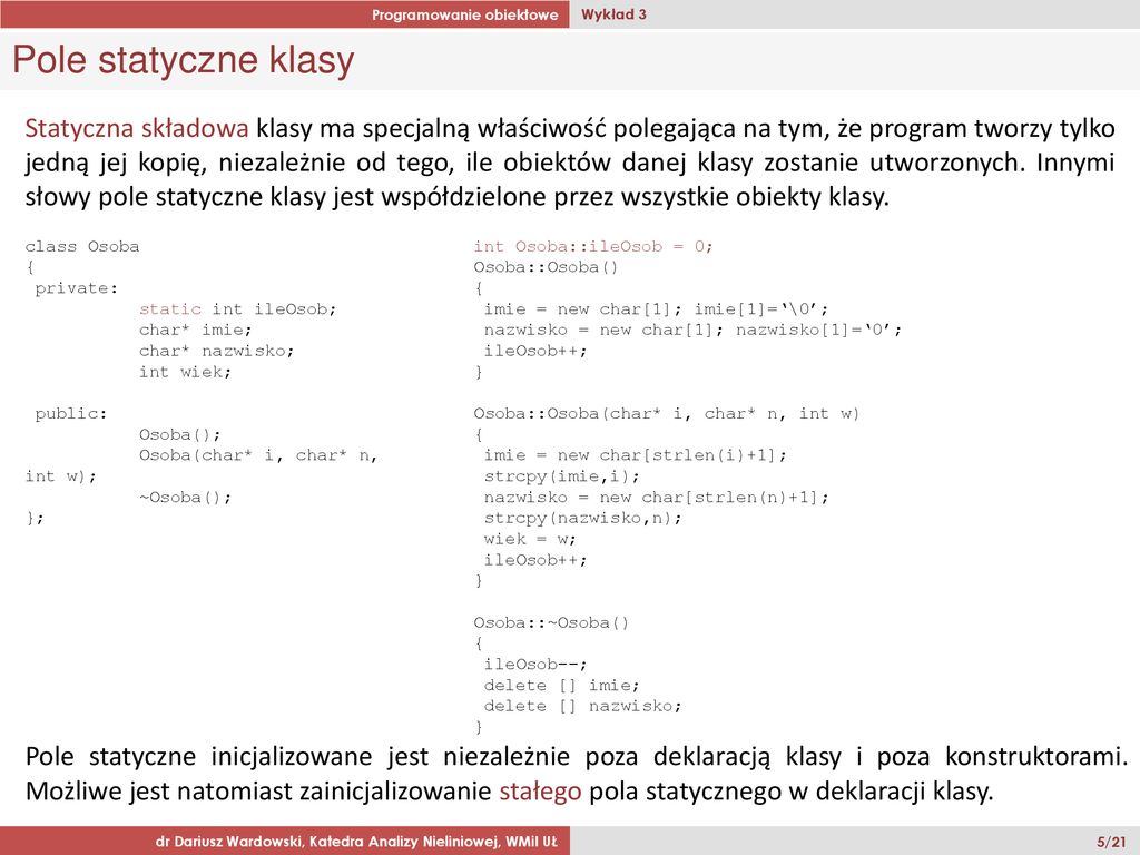 Programowanie Obiektowe Ppt Pobierz